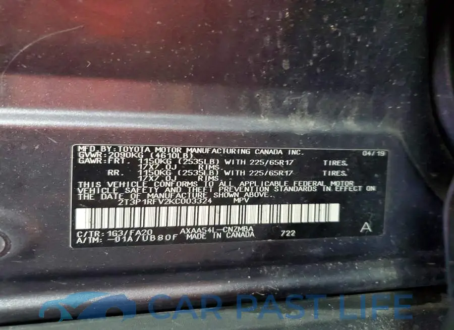 2T3P1RFV2KC003324# 13