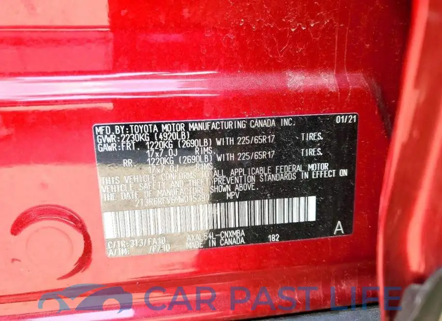 2T3R6RFV6MW015391# 14