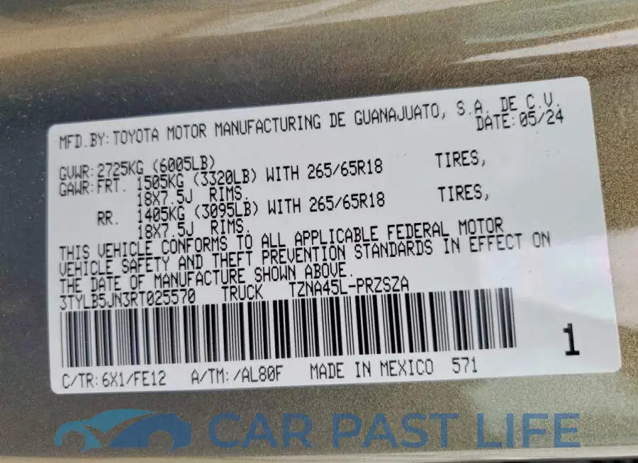 3TYLB5JN3RT025570# 12