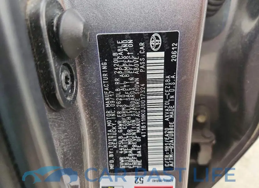 4T1B11HK0JU017324# 12