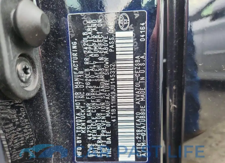 4T1B11HK9JU145352# 13