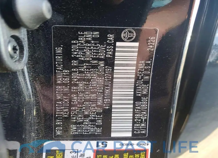 4T1B11HKXJU127197# 12