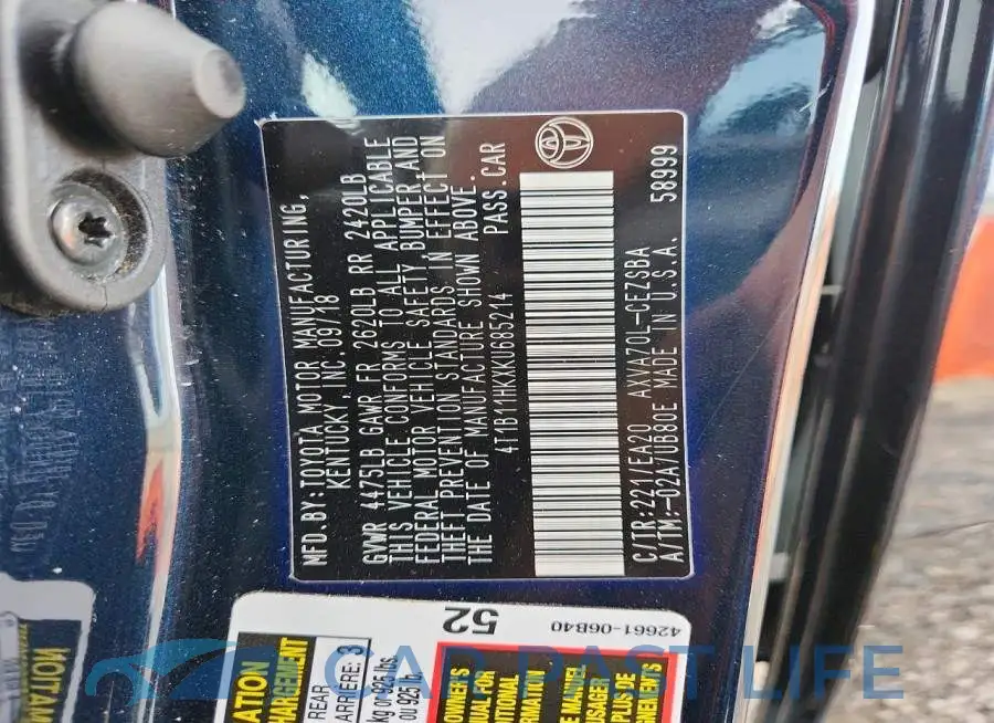4T1B11HKXKU685214# 13