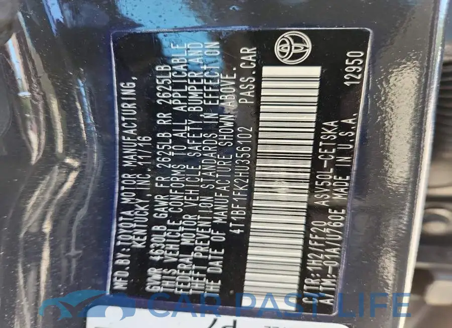 4T1BF1FK2HU356102# 12