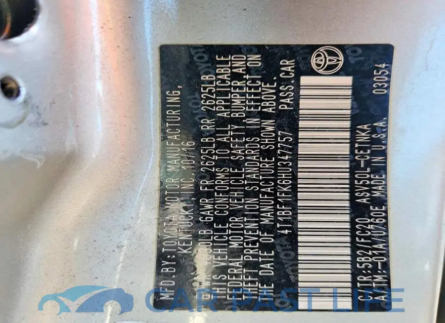4T1BF1FK6HU347757# 13