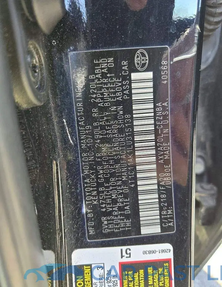 4T1C11AK1LU315138# 10