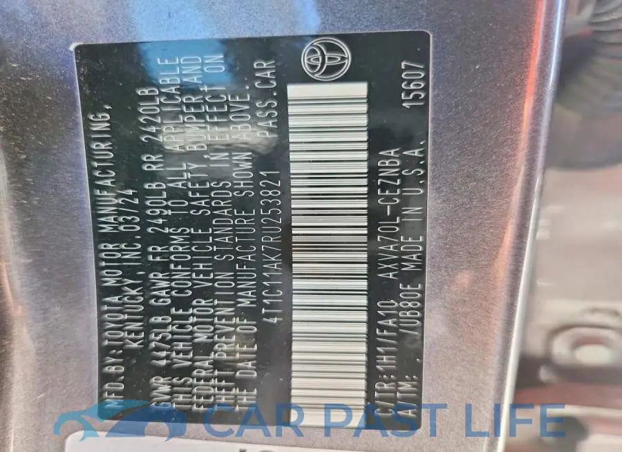4T1C11AK7RU253821# 13