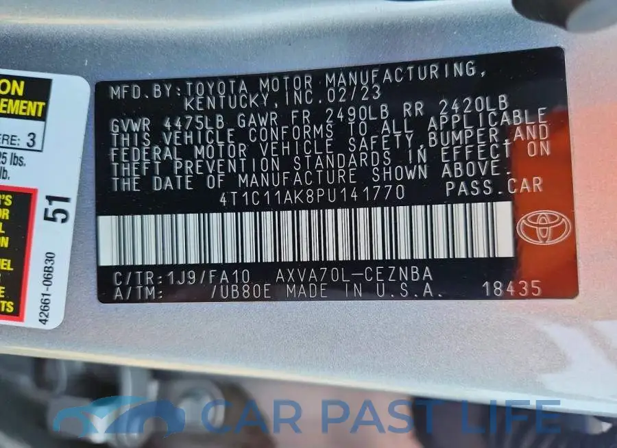 4T1C11AK8PU141770# 12