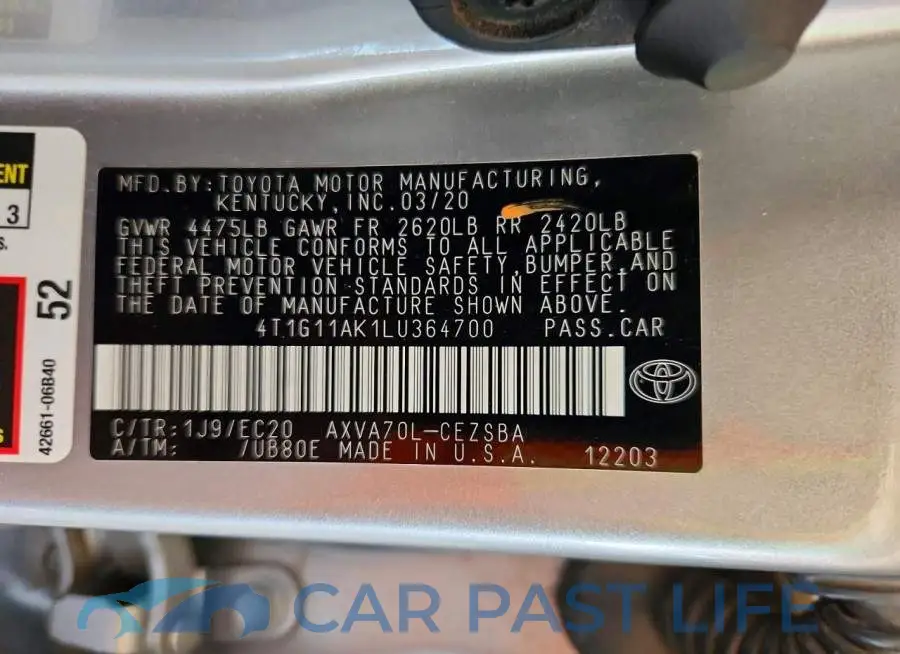 4T1G11AK1LU364700# 12