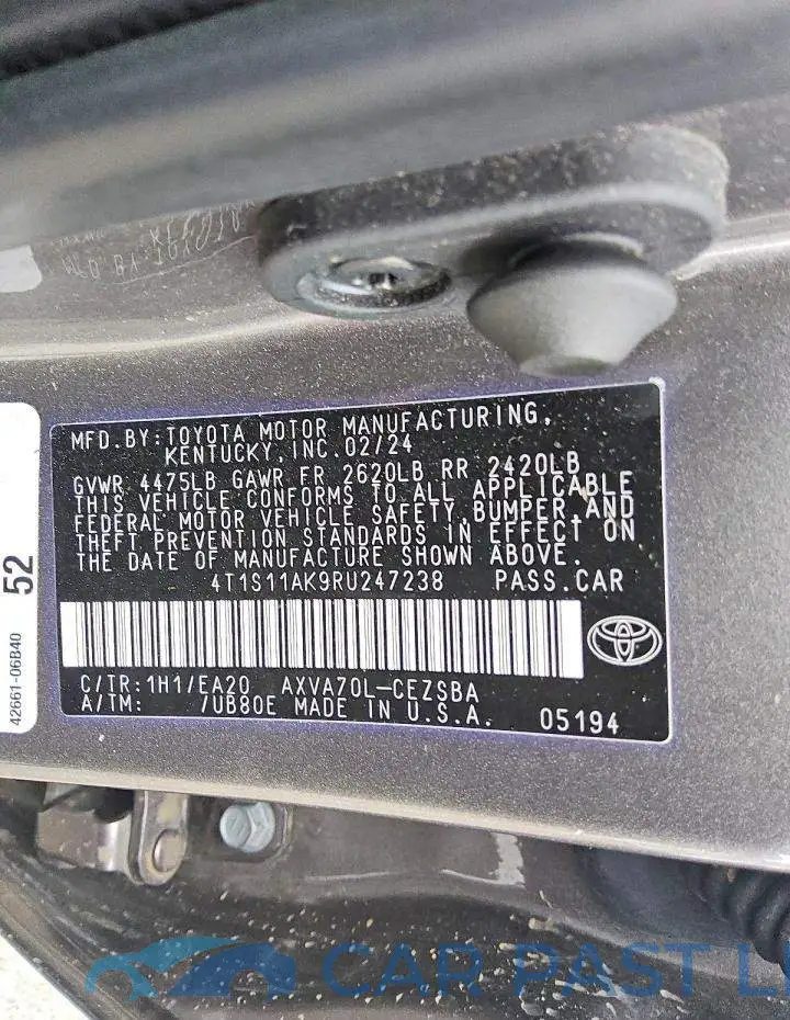 4T1S11AK9RU247238# 12