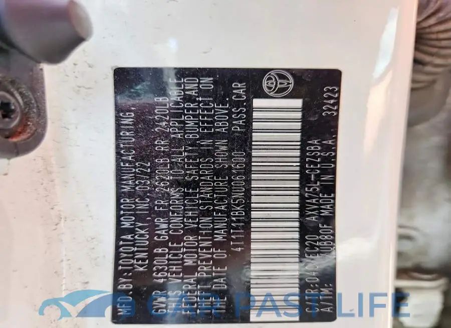 4T1T11BK5NU061600# 13
