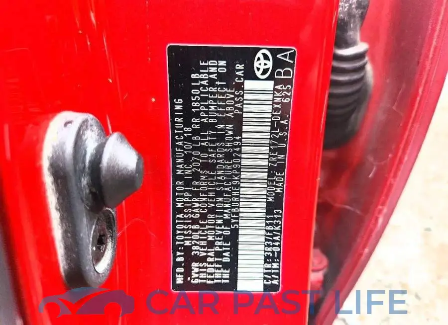 5YFBURHE9KP902494# 12