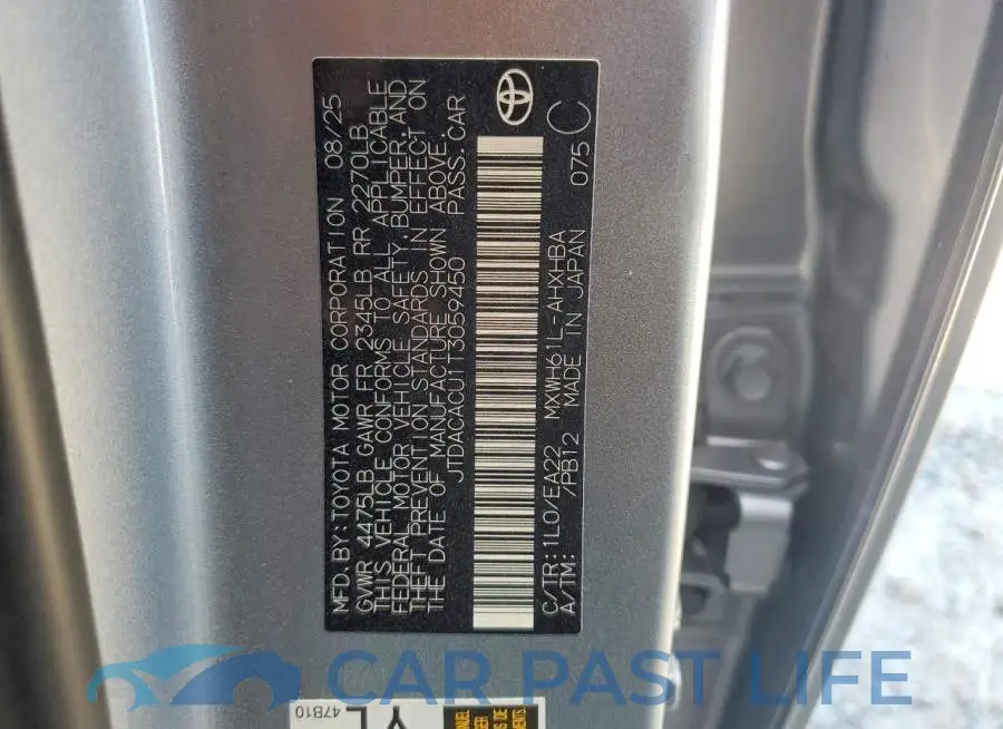 JTDACACU1T3059450# 12