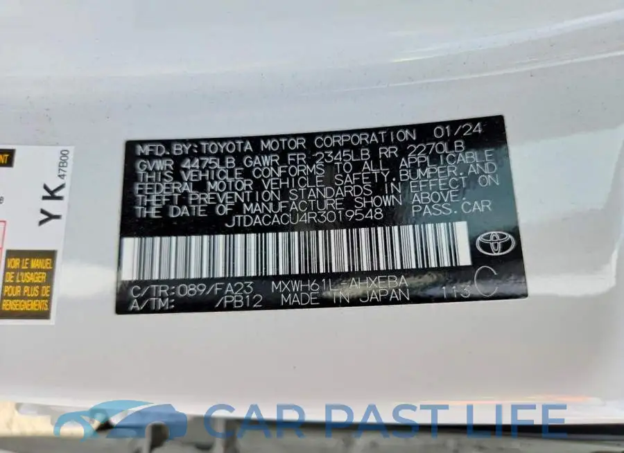 JTDACACU4R3019548# 12