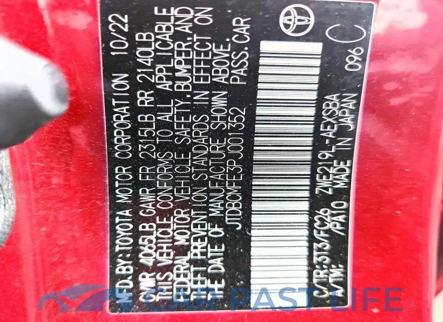 JTDBCMFE3PJ001352# 12