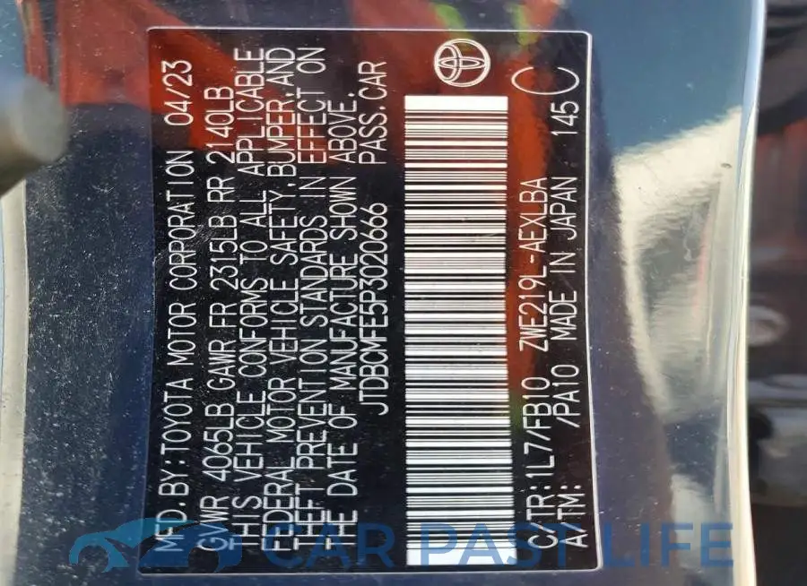 JTDBCMFE5P3020666# 12