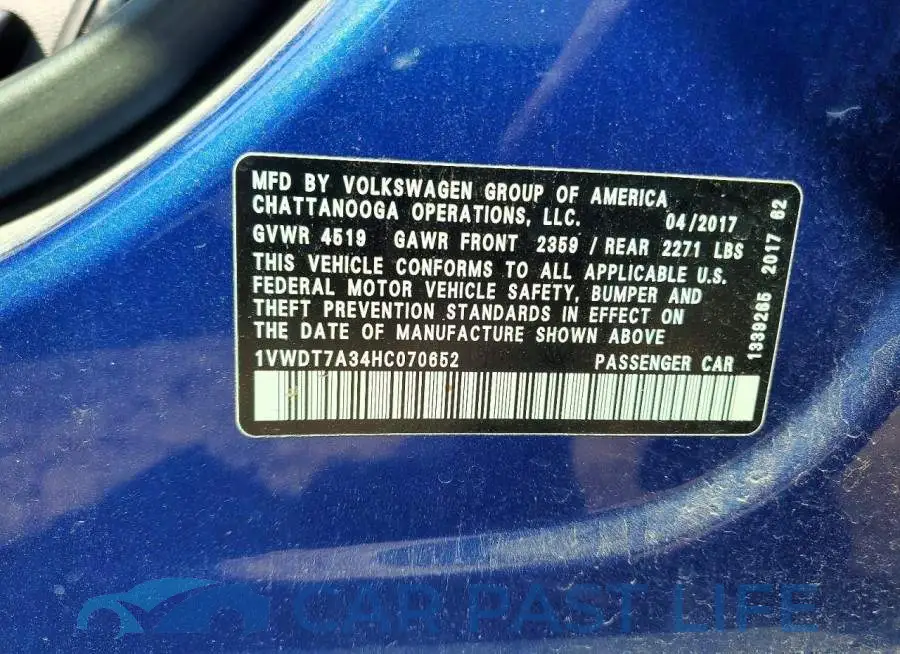 1VWDT7A34HC070652# 12