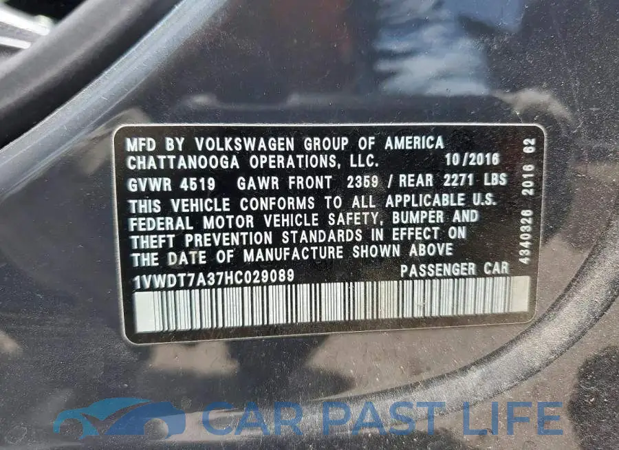 1VWDT7A37HC029089# 14