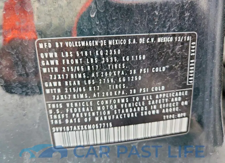 3VV1B7AXXKM057715# 13