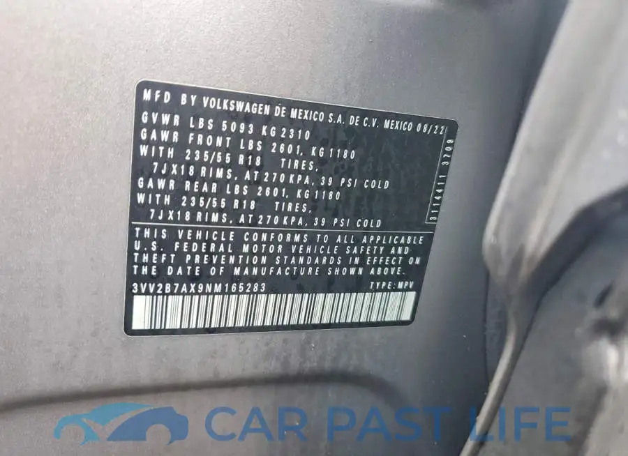 3VV2B7AX9NM165283# 13