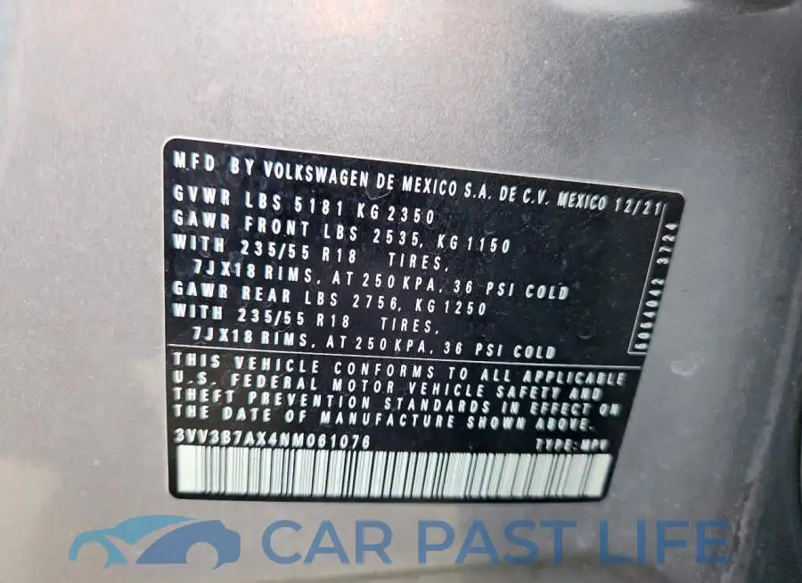 3VV3B7AX4NM061076# 12