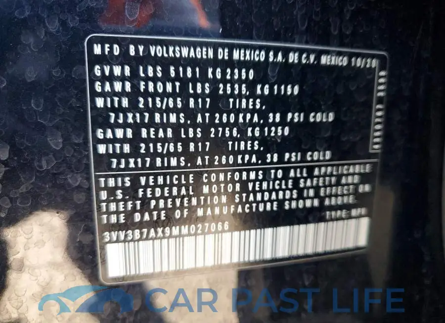 3VV3B7AX9MM027066# 12
