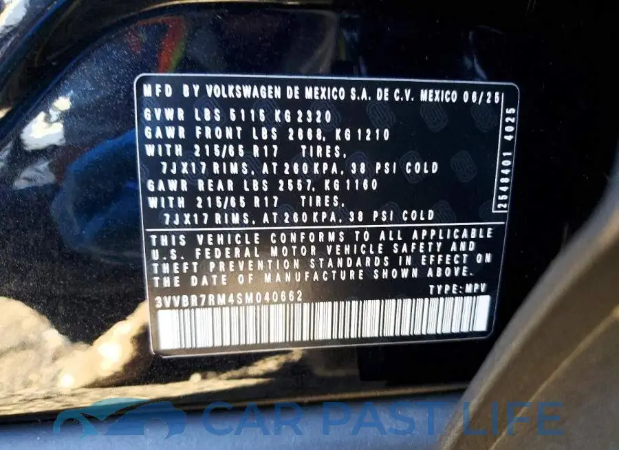 3VVBR7RM4SM040662# 13
