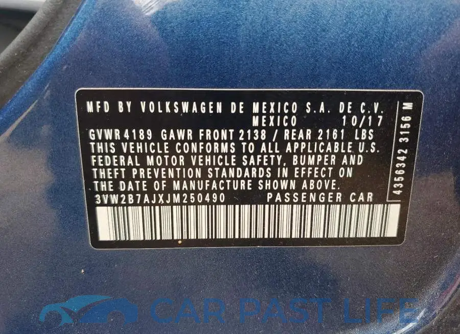 3VW2B7AJXJM250490# 12