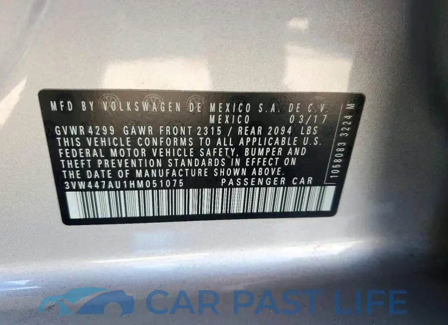 3VW447AU1HM051075# 13