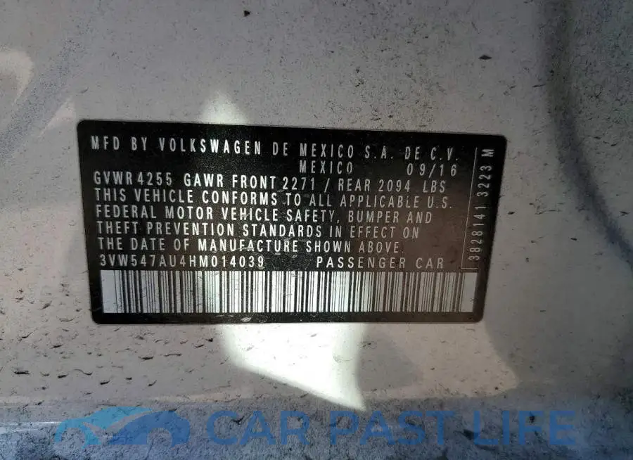 3VW547AU4HM014039# 12