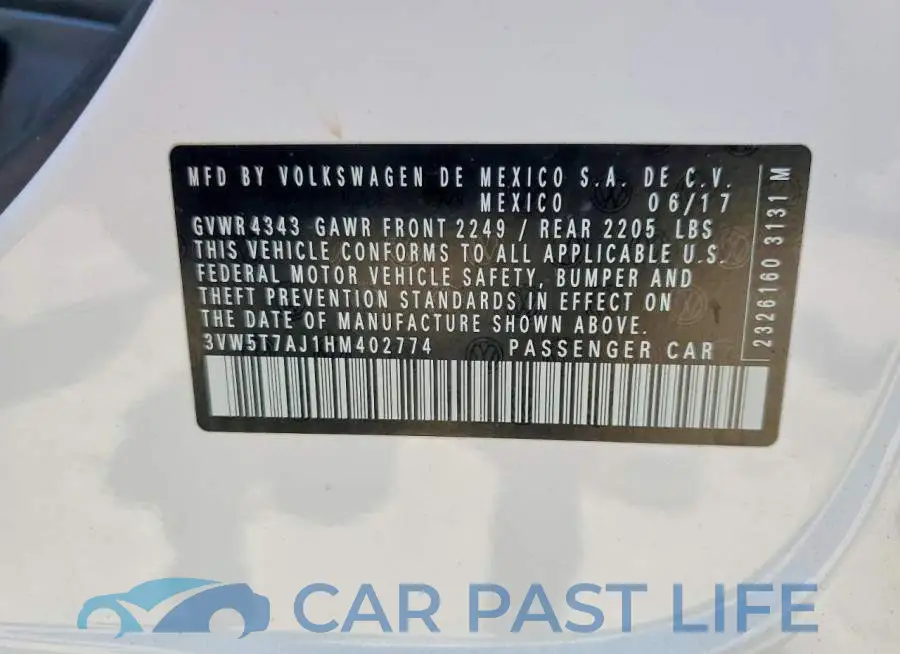 3VW5T7AJ1HM402774# 12