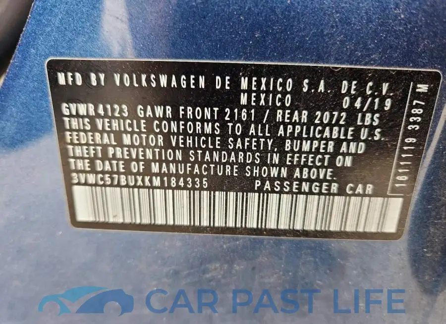 3VWC57BUXKM184335# 12