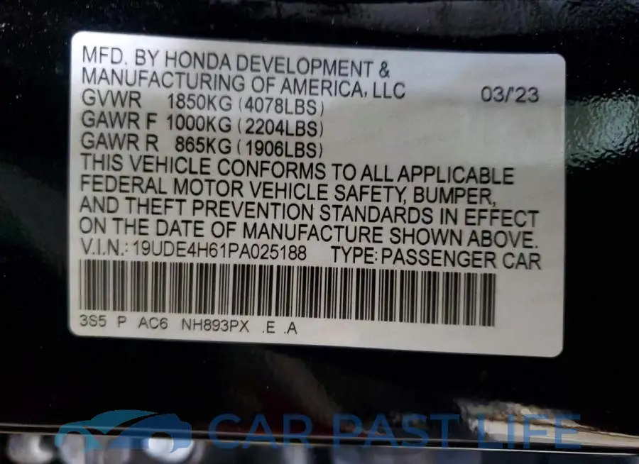 19UDE4H61PA025188# 12