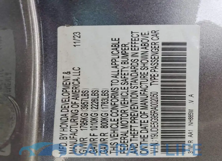19UDE5G95RA002050# 12