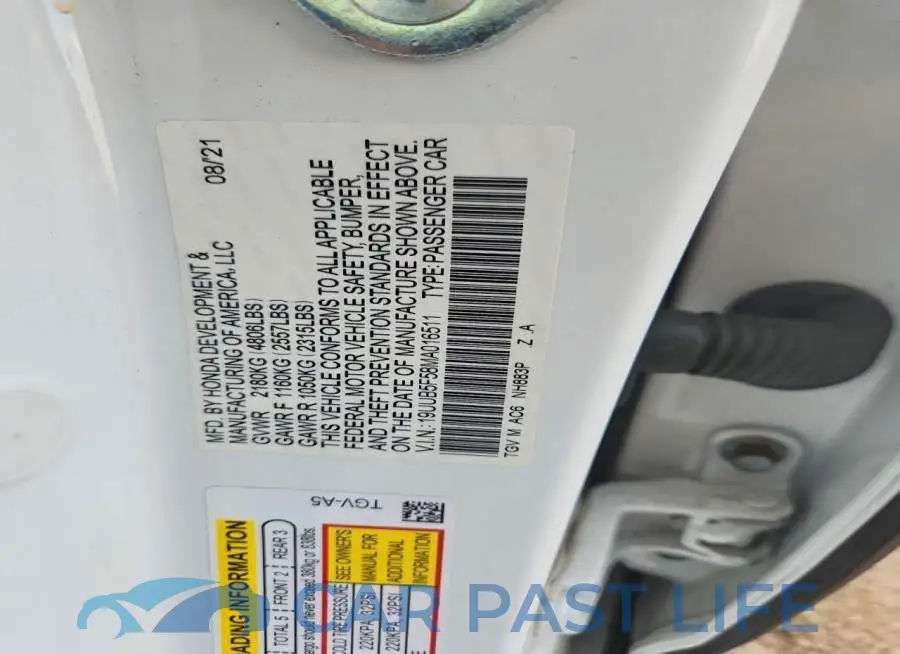 19UUB5F58MA016511# 13