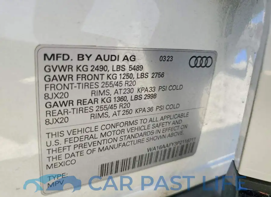 WA16AAFY3P2118711# 13