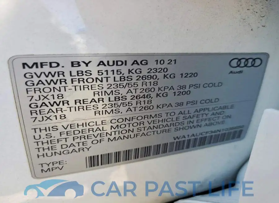 WA1AUCF34N1035650# 12