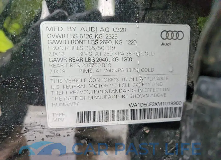 WA1DECF3XM1019980# 13