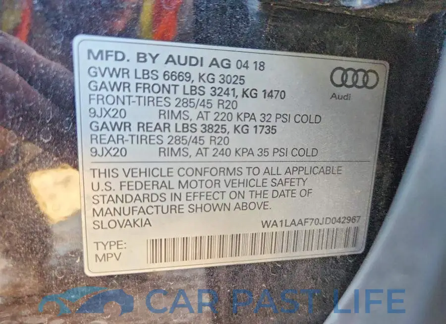 WA1LAAF70JD042967# 13