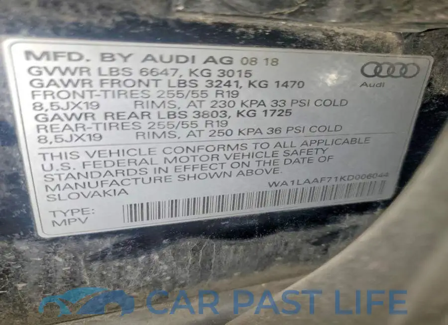 WA1LAAF71KD006044# 13