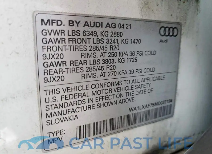 WA1LXAF75MD037198# 13