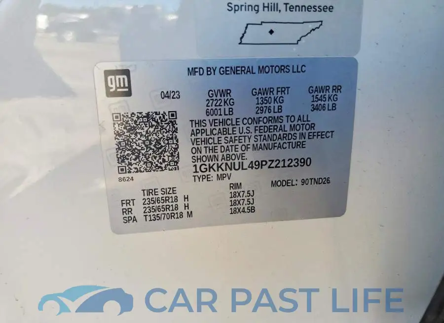 1GKKNUL49PZ212390# 12