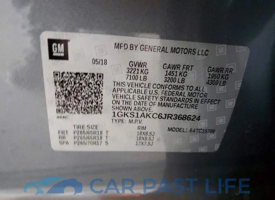 1GKS1AKC6JR368624# 13