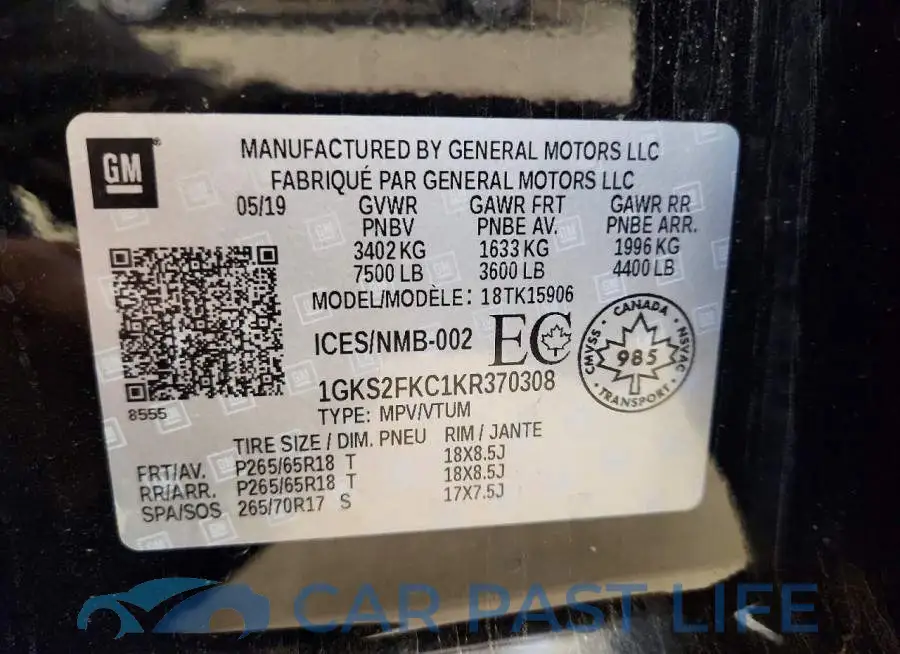 1GKS2FKC1KR370308# 13