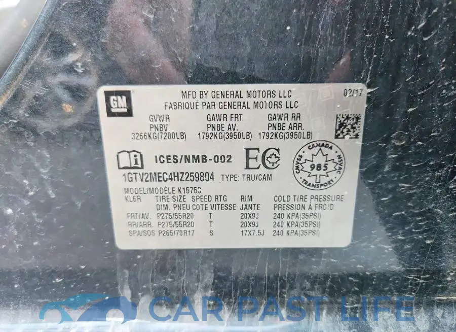 1GTV2MEC4HZ259804# 13
