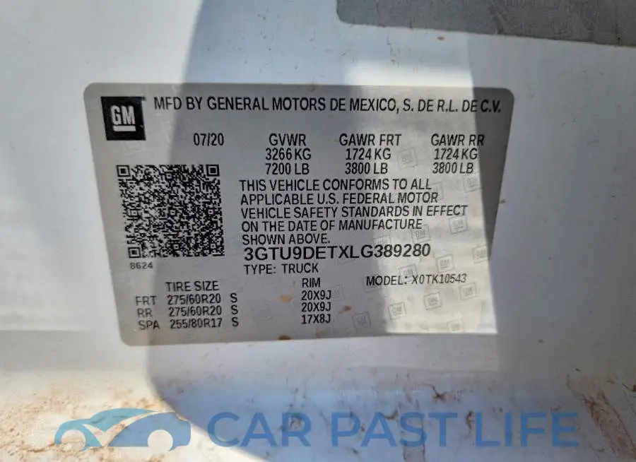 3GTU9DETXLG389280# 12