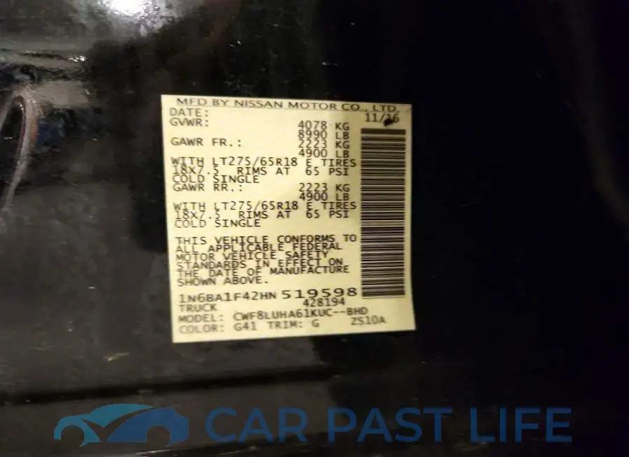 1N6BA1F42HN519598# 12