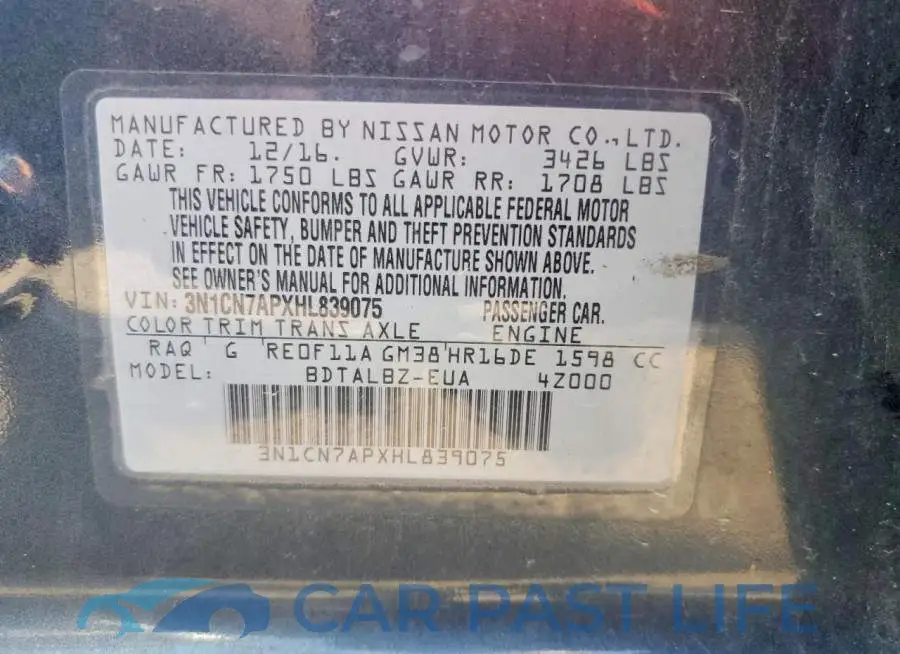 3N1CN7APXHL839075# 12