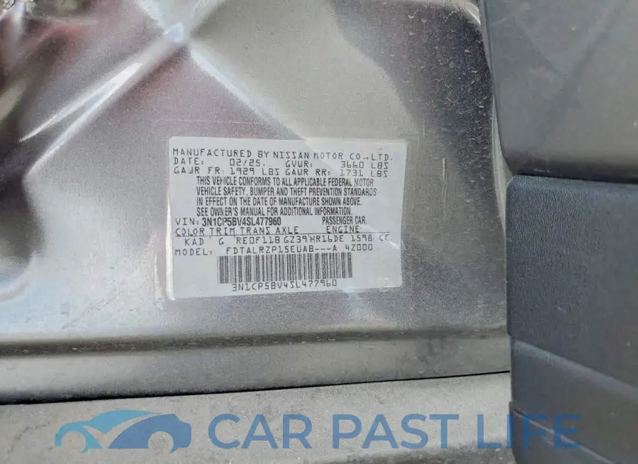 3N1CP5BV4SL477960# 12