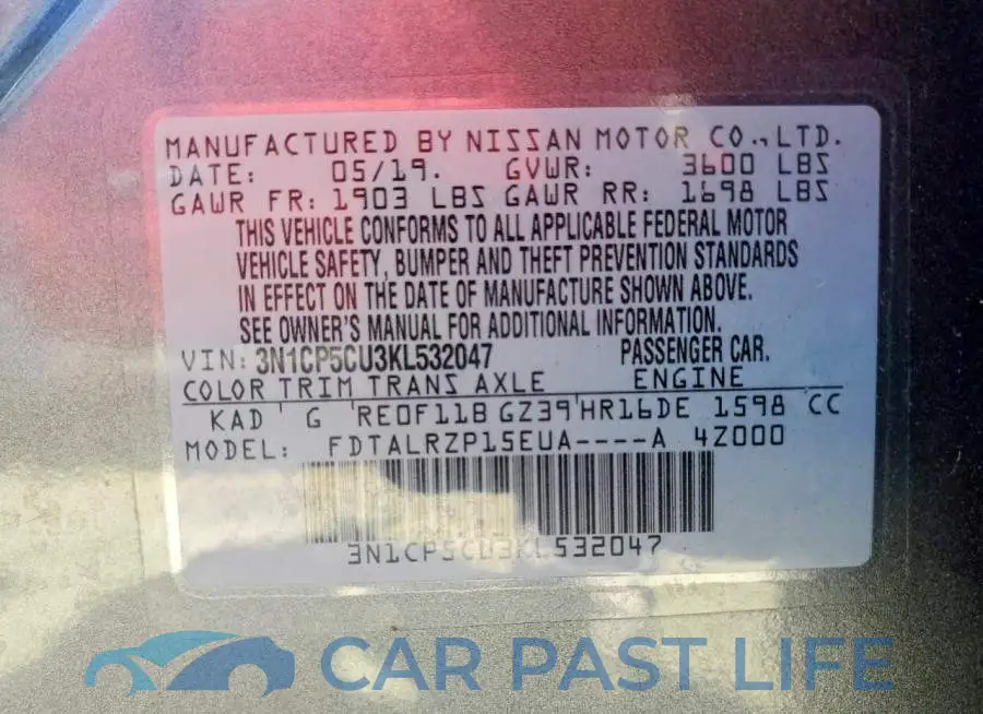 3N1CP5CU3KL532047# 12